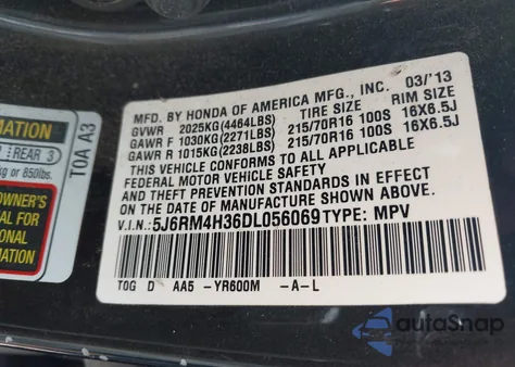 2013 Honda Cr-V Lx from USA, damaged, VIN 5J6RM4H36DL056069